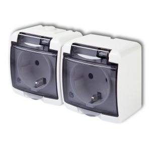 Aquastar 2-es földelt dugalj, átlátszó csapfedeles